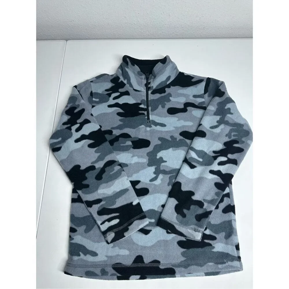 The Children’s Place Boys Camo Glacier Fleece Half Zip Pullover Gray Size M 7/8